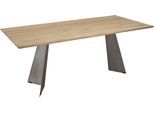 Esstisch K+W KOMFORT & WOHNEN "5252", braun (wildeiche bianco 434, stahlgrau), B:180cm H:75cm T:90cm, Tische, Esstisch, Wildeiche natur oder bianco, Untergestell in Metall, 3 Breiten wählbar