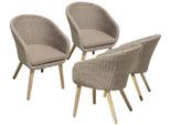 Gartenstuhl GARDEN PLEASURE "VISALIA", braun (muskatnuß, hellbraun, muskatnuß), B:62cm H:82cm T:61cm, Kunststoff, Stühle, Gartenstuhl, 4er Set, mit Auflagen, 2er Set
