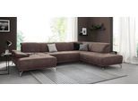 Wohnlandschaft HOME AFFAIRE "Caluna", braun, B:334cm H:81cm T:235cm, Flachgewebe Mura: (100% Polyester);Luxus-Microfaser Vintageoptik (100% Polyester);Luxus-Mikrofaser (90% Polyester, 10% Polyamid), Sofas, Wohnlandschaft, Inkl.Sitztiefenverstellung, wahlweise mit Kopf- und Armteilverstellung