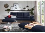 Ecksofa W.SCHILLIG "broadway, Designsofa mit tollem Sitzkomfort, L-Form", blau (blau z59), B:291cm H:94cm T:164cm, Longlife Xtra-Leder Z59: Glattleder mit modischer Prägung. Hautstärke 0, 9 - 1, 1 mm, Sofas, Ecksofa, Sitztiefenverstellung, Kopfteil- & Seitenteilverstellung, Breite 291cm