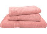 Handtuch Set DYCKHOFF "Siena", rot (rosenholz), 3 Stk., Frottier, Frottier, Obermaterial: 100% Baumwolle, Handtuch-Sets, Handtuch Set, mit Bordüre; 2 Handtücher (50x100cm), 1 Duschtuch (70x140cm)