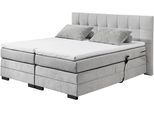 Boxspringbett ED EXCITING DESIGN "Talena", grau (hellgrau), B:202cm L:211cm, 100% Polyester, Komplettbetten, Boxspringbett, inkl. Motor und Topper