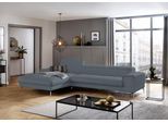 Ecksofa W.SCHILLIG "piedroo, Designsofa mit tollem Sitzkomfort, elegant und bequem, L-Form", blau (blau z69), B:343cm H:70cm T:193cm, Longlife Xtra-Leder Z69: Das feinnarbige, gedeckte Softleder Z69 besticht durch seine außergewöhnliche Weichheit im trendigen »Vintage-Look«, Hautstärke 0, 9 - 1, 1 mm, Sofas, Ecksofa, Kopfteilverstellung, wahlweise mit Sitztiefenverstellung, Breite 343cm