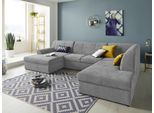 Wohnlandschaft DOMO COLLECTION "Topper, elegant und zeitlos, komfortabel, U-Form", grau (hellgrau), B:320cm H:78cm T:213cm, Sofas, Wohnlandschaft, wahlweise mit Bettfunktion