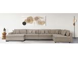 Wohnlandschaft HOME AFFAIRE "Skara XXL U-Form", beige (dunkelbeige), B:510cm H:86cm T:250cm, 100% Polyester, Sofas, Wohnlandschaft, Lounge-Sofa XXL mit Federkern-Polsterung, in vielen Bezugsvarianten