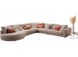 Ecksofa 3C CANDY "Enisa II, bequem und komfortabel, Mega Familiensofa, L-Form", grau (taupe), B:395cm H:86cm T:225cm, 85% Polyester, 15% Viskose, Sofas, Ecksofa, incl. 3 Flatterkissen, wahlweise mit Flecken-Schutz-Bezug Easy care