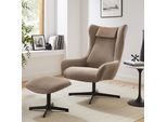 Sessel SALESFEVER "Savannah Bequemer Sessel", braun (braun, schwarz), B:82cm H:106cm T:85cm, Cordstoff (92% Polyester, 8% Polyamid), Metall, Sessel, Sessel, mit Drehfunktion