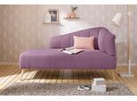 Recamiere OTTO HOME "Lucy, Chaiselonge mit Massivholzfüßen und Steppung", lila, B:162cm H:85cm T:82cm, Struktur fein( 100% Polyester), Sofas, Recamiere, Armlehne links und rechts bestellbar