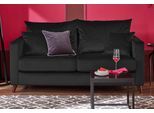 2-Sitzer HOME AFFAIRE "Renesse", schwarz, B:163cm H:90cm T:90cm, Samtvelours 100% Polyester;Luxus-Microfaser ALTARA NUBUCK (100% Polyester), Sofas, 2-Sitzer, lose Kissen, Keder an Sitzkissen