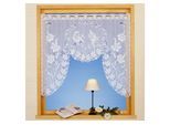 Scheibengardine WECKBRODT "Loren", weiß, B:120cm H:95cm, Jacquard, Polyester, Gardinen, Scheibengardine, Bistro, Gardine, Jacquard, floral, Vögel, geblümt, HxB: 95x120, Store