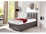 Boxspringbett, grau, B:104cm L:210cm, Bezug Unterbox und Kopfteil: Microfaservelours, 100% Polyester in Leder-Optik;Bezug Obermatratze: 100% Polyester, waschbar bis 60C, WESTFALIA SCHLAFKOMFORT, Komplettbetten, Boxspringbett