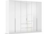 Drehtürenschrank OTTO HOME "Kleiderschrank Kleiderschränke Schrank Garderobe AGORDO mit Glasfront", weiß (alpinweiß, glas kristallweiß), B:271cm H:229cm T:54cm, Holzwerkstoff, Schränke, Drehtürenschrank, mit Außenschubkästen, in 7 Breiten und 2 Höhen MADE IN GERMANY
