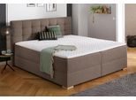 Boxbett HOME AFFAIRE "Olivet mit Bettkasten", braun (hellbraun), B:194cm L:210cm, Komplettbetten, Boxbett, in 4 Farben, 4 Breiten, 2 Matratzenarten, auch in Überlänge 220 cm