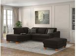 Ecksofa SIT & MORE "Dundee L-Form", braun (espresso), B:263cm H:86cm T:219cm, Sofas, Ecksofa, mit Federkern und Massivholzfüßen, wahlweise mit Kopfteilverstellung