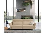 2-Sitzer EGOITALIANO "Gaia, modern, elegant und super komfortabel mit hoher Rückenlehne", beige (champagner), B:220cm H:96cm T:93cm, Leder »BULL« (echtes Rindsleder). Geschliffenes, pigmentiertes und behandeltes Rindsleder mit einer Dicke von 1, 3-1, 5 mm. Dieses Leder zeigt eine ziemlich weiche Hand mit einem halb undurchsichtigen Aussehen. Es handelt sich um ein geschütztes Leder. Eine leichte D