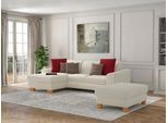 Ecksofa SIT & MORE "Dundee L-Form", beige (creme), B:264cm H:86cm T:175cm, Sofas, Ecksofa, mit Federkern und Massivholzfüßen, wahlweise mit Kopfteilverstellung