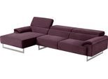 Ecksofa EGOITALIANO "Malika, edel und bequem, Designsofa mit hochwertigen Bezügen, L-Form", lila (plum), B:287cm H:94cm T:165cm, Sofas, Ecksofa, mit Recamiere, inkl. Kopfteilverstellung und chromfarbenen Metallfüßen