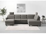 Wohnlandschaft SIT & MORE "Farö U-Form", braun (schlamm), B:325cm H:90cm T:187cm, Sofas, Wohnlandschaft, inklusive Federkern, wahlweise mit Bettfunktion und Bettkasten
