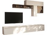Wohnwand HOME AFFAIRE "Infinity, 6tlg. Breite 276 cm, moderne Mediawand", cashmere, mercure nb holzstruktur, B:276cm H:210cm T:40cm, Kastenmöbel-Sets, Wohnwand, (2x Lowboard, 2x Hängeschrank, Hängewürfel, Wandregal)