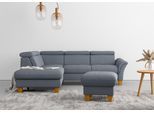 Ecksofa HOME AFFAIRE "Lindgren L-Form", blau (hellblau), B:249cm H:84cm T:217cm, 100% Polyester, Sofas, Ecksofa, wahlweise mit TV-Funktion, Stauraum und Kopfteilverstellung