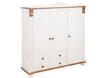 Wäscheschrank OTTO HOME "Adele, Mehrzweckschrank", weiß (weiß, kirschbaumfarben), B:130cm H:135cm T:40cm, Massivholz, Schränke, Wäscheschrank, aus massiver Kiefer, 2-oder 3-türig