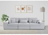 3-Sitzer OTTO HOME "Florid", grau (hellgrau), B:280cm H:75cm T:100cm, Baumwollmix (60% Baumwolle/40% Leinen);Struktur fein (100% Polyester);Samtoptik (100% Polyester);Samtvelours (100% Polyester);Struktur (100% Polyester);Struktur recycelt (100% recyceltes Polyester), Sofas, 3-Sitzer, 3 Teile, bestehend aus Modulen, viele Bezugsqualitäten, auch in Cord