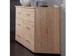 Schubkastenkommode WIMEX "Anna", braun (plankeneichefarben), B:130cm H:82cm T:42cm, Sideboards, Schubkastenkommode