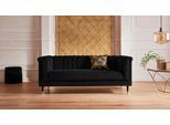 2-Sitzer HOME AFFAIRE "Chamby", schwarz, B:180cm H:71cm T:85cm, Luxus-Microfaser Lederoptik (100% Polyester), Scheuertouren: 40.000, Pilling: 4;Samtoptik (100% Polyester), Sofas, 2-Sitzer, mit Holzrahmen unten und Steppung im Lehnenbereich