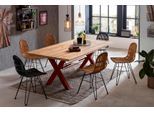 Esstisch SIT, braun (natur, antikbraun, antikbraun, natur), B:200cm H:76cm T:100cm, Platte Wildeiche geölt, Gestell Metall, Tische, Esstisch, X-Gestell im industriellen Antiklook