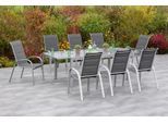 Garten-Essgruppe MERXX "Amalfi di lusso", grau (grafit, grau), B:56,5cm H:104cm T:77cm, Aluminium, Polyester, Sitzmöbel-Sets, Garten-Essgruppe, 6 Sessel mit Tisch