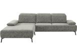 Ecksofa HOME AFFAIRE "Liora, L-Form mit verstellbarem Kopfteil, Breite 291 cm", grau (army), B:291cm H:83cm T:218cm, 5, 9% Viskose, 34, 4% Polyacryl, 59, 7% Polyester, Sofas, Ecksofa, klappbare Armlehne, Tonnentaschenfederkern&saugroboterfreundliche Höhe