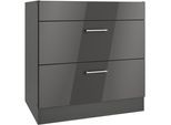 Kochfeldumbauschrank KOCHSTATION "KS-Milan", grau (grau hochglanz), B:80cm H:82cm T:60cm, MDF, Schränke, Kochfeldumbauschrank, Kochfeldumbau 80 cm, matte oder hochglänzende Fronten