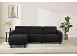 Ecksofa OTTO HOME "SKAANE Lederoptik, L-Form, 274 cm, manuelle/elektrische Relaxfunktion", schwarz, B:274cm H:100cm T:181cm, 100% Polyurethan, Sofas, Ecksofa, rundes Design, Kopfteilverstellung, Federkernpolsterung