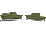 Sofa EGOITALIANO "Anais, Design mit hohem Sitzkomfort, Fußfarbe schattengrau", grün (kiwi), Sofas, Luxus-Microfaser, Ottomane Armlehne links, Sofa, Set, Kopfteil verstellbar, Luxus-Microfaser, kiwi