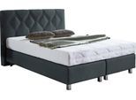 Boxspringbett "Phönix", grau (charcoal), B:155cm L:210cm, Bezug Bett: Microvelours (100% Polyester) oder Feinstruktur (100% Polyester);Bezug Bonnell-Federkernmatratze: 100% Polyester;Bezug Kaltschaummatratze: 100% Polyester;Bezug Tonnentaschenfederkernmatratze: 80% Baumwolle, 20%Polyester, WESTFALIA SCHLAFKOMFORT, Komplettbetten, Boxspringbett