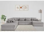 Wohnlandschaft OTTO HOME "Florid U-Form", grau (hellgrau), B:360cm H:75cm T:260cm, Baumwollmix (60% Baumwolle/40% Leinen);Struktur fein (100% Polyester);Samtoptik (100% Polyester);Samtvelours (100% Polyester);Struktur (100% Polyester);Struktur recycelt (100% recyceltes Polyester), Sofas, Wohnlandschaft, 6 Teile, bestehend aus Modulen, viele Bezugsqualitäten, auch in Cord