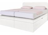 Boxspringbett, weiß, B:195cm L:212cm, Box und Kopfteil: Microvelours (100% Polyester) oder Kunstleder (Polyurethan);Bezug der Obermatratze: 100% Polyester, WESTFALIA SCHLAFKOMFORT, Komplettbetten, Boxspringbett, wahlweise mit Bettkasten