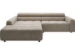 Ecksofa 3C CANDY "Denver auch mit Cord- und Easy care-Bezug, Kopfteilverstellung L-Form", grau (taupe), B:258cm H:68cm T:217cm, 88% Polyester, 12% Polyacryl, Sofas, Ecksofa, wahlweise. mit motorischer Sitztiefenverstellung