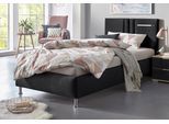 Polsterbett "Elba", schwarz, B:130cm L:210cm, Bezug Bett: Microfaser (100% Polyester) oder Strukturstoff (77% Polyester, 23% Viskose);Bonnell-Federkernmatratze: 51% Polypropylen, 39% Polyester und 10% Baumwolle;Kaltschaummatratze: 100% Polyester, Bezug abnehm- und waschbar bis 60C, WESTFALIA SCHLAFKOMFORT, Betten, Polsterbett, wahlweise mit LED-Beleuchtung