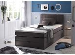 Boxspringbett ED EXCITING DESIGN "Hawaii", grau (anthrazit soro 97), B:121cm L:209cm, 100% Polyester, Komplettbetten, Boxspringbett, inkl. einem Bettkasten und Topper