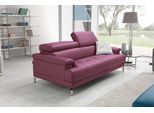 2,5-Sitzer EGOITALIANO "Soul, Design und Sitzkomfort auf hohem Niveau, tolle Details", lila (violett), B:200cm H:76cm T:106cm, Leder NUVOLE (Echtes Rindsleder). Halbnatürliches, halbnarbiges Rindsleder mit einer natürlichen Körnung von 1, 2 bis 1, 4 mm. Dieses Leder hat eine weiche, wachsartige Haptik mit mattem Aussehen und einem Wolkeneffekt. Es handelt sich um ein Naturleder, das die ursprüngli