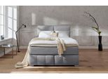 Boxspringbett HOME AFFAIRE "Wehma", grau, B:150cm L:213cm, Struktur fein (100% Polyester), Komplettbetten, Boxspringbett, inkl. Topper in 3 verschiedenen Matratzen, auch in Samtstoff