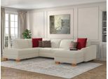 Wohnlandschaft SIT & MORE "Dundee U-Form", beige (creme), B:338cm H:86cm T:219cm, Sofas, Wohnlandschaft, mit Federkern und Massivholzfüßen, wahlweise mit Kopfteilverstellung
