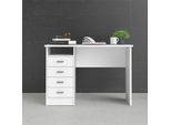 Schreibtisch INOSIGN "Function Plus, Arbeitstisch, Bürotisch, staurum, minimalistisch", weiß, B:109,3cm H:75,6cm T:48,5cm, Tische, Schreibtisch, mit 4 Schubladen,1 Einlegeboden, zeitlos, 1 offenes Fachbreite 110 cm