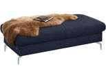 Polsterhocker W.SCHILLIG "piedroo, Designsofa mit tollem Sitzkomfort, bequem, L-Form", blau (blau z59), B:141cm H:42cm T:70cm, Longlife Xtra-Leder Z59: Glattleder mit modischer Prägung. Hautstärke 0, 9 - 1, 1 mm, Hocker, Polsterhocker, Füße in Silber matt