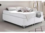 Boxspringbett "Holland", weiß, B:142cm L:201cm, Microvelours (100% Polyester), WESTFALIA SCHLAFKOMFORT, Komplettbetten, Boxspringbett, ohne Kopfteil, frei im Raum stellbar