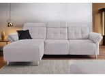 Ecksofa HOME AFFAIRE "Manhattan L-Form", silber, B:270cm H:102cm T:168cm, Kunstleder SOFTLUX;Flachgewebe (100% Polyester);Struktur (100% Polyester), Sofas, Ecksofa, 2 Sitze mit elektrischer Relaxfunktion, verstellbare Armlehnen