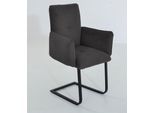 Freischwinger K+W KOMFORT & WOHNEN "6502", braun (dunkelbraun, schwarz), B:61cm H:90cm T:62cm, Stühle, Freischwinger, Freischwinger mit Armlehnen, Flachstahlkufe in schwarz