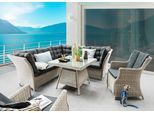 Garten-Essgruppe DESTINY "PALMA LUNA", weiß (vintageweiß, anthrazit), Obermaterial: 100% Polyester. Füllung: 100% Polyurethan, Sitzmöbel-Sets, Garten-Essgruppe, Aluminium, Polyrattan