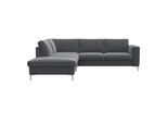 Ecksofa FLEXLUX "Fiore, L-Form", grau (soft grau), B:241cm H:85cm T:225cm, 100% Polyester, Sofas, Ecksofa, breite Armlehnen, Füße alufarben, B/T 241/225 cm, Kaltschaum im Sitz